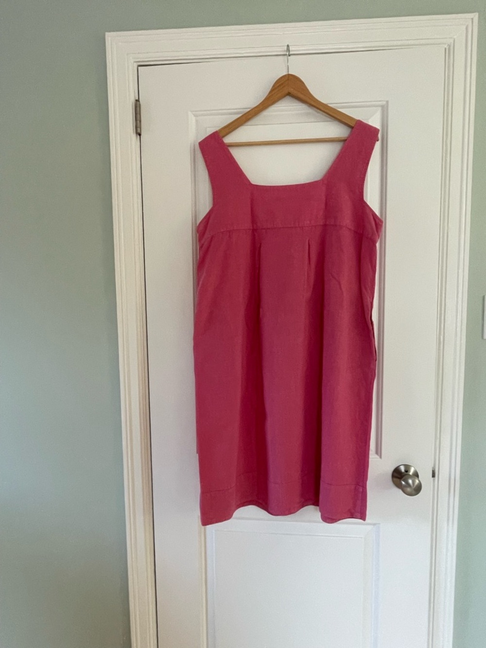 Vintage Hartford pink linen pinafore dress